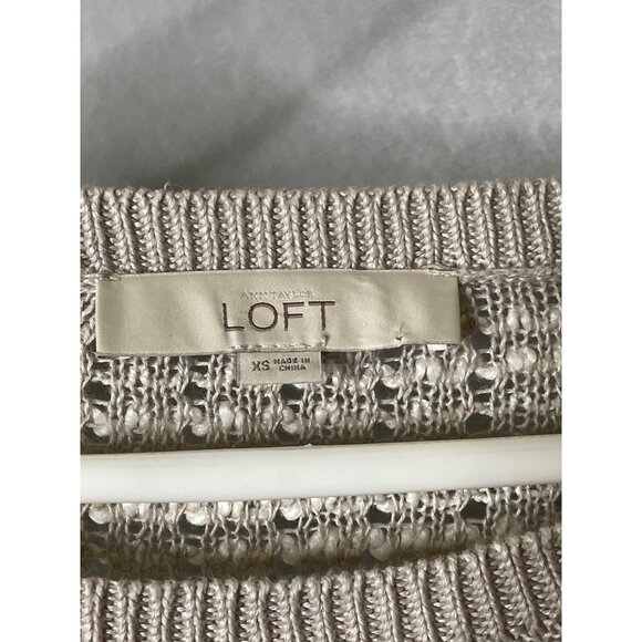 Ann Taylor Womens XS Beige Knit Sweater Lightweight Rayon Casual Pullover Top - Picture 3 of 3